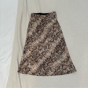 AQUA brown snakeskin midi skirt